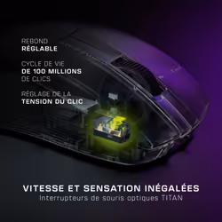Turtle Beach Pure Air - Souris de gaming RGB ergonomique sans fil ultra-légère, capteur optique 26 000 PPP, batterie 125 heures, double système sans fil, interrupteurs optiques TITAN, Bluetooth, éclairage RGB. Semi-translucide noir - Vue supplémentaire 10