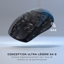 Turtle Beach Pure Air - Souris de gaming RGB ergonomique sans fil ultra-légère, capteur optique 26 000 PPP, batterie 125 heures, double système sans fil, interrupteurs optiques TITAN, Bluetooth, éclairage RGB. Semi-translucide noir - Vue supplémentaire 6