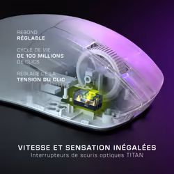Turtle Beach Pure Air - Souris de gaming RGB ergonomique sans fil ultra-légère, capteur optique 26 000 PPP, batterie 125 heures, double système sans fil, interrupteurs optiques TITAN, Bluetooth, éclairage RGB. Semi-translucide blanc - Vue supplémentaire 10