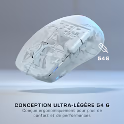 Turtle Beach Pure Air - Souris de gaming RGB ergonomique sans fil ultra-légère, capteur optique 26 000 PPP, batterie 125 heures, double système sans fil, interrupteurs optiques TITAN, Bluetooth, éclairage RGB. Semi-translucide blanc - Vue supplémentaire 6