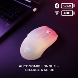 Turtle Beach Pure Air - Souris de gaming RGB ergonomique sans fil ultra-légère, capteur optique 26 000 PPP, batterie 125 heures, double système sans fil, interrupteurs optiques TITAN, Bluetooth, éclairage RGB. Semi-translucide blanc - Vue supplémentaire 7