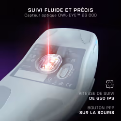 Turtle Beach Pure Air - Souris de gaming RGB ergonomique sans fil ultra-légère, capteur optique 26 000 PPP, batterie 125 heures, double système sans fil, interrupteurs optiques TITAN, Bluetooth, éclairage RGB. Semi-translucide blanc - Vue supplémentaire 8