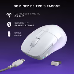 Turtle Beach Pure Air - Souris de gaming RGB ergonomique sans fil ultra-légère, capteur optique 26 000 PPP, batterie 125 heures, double système sans fil, interrupteurs optiques TITAN, Bluetooth, éclairage RGB. Semi-translucide blanc - Vue supplémentaire 9