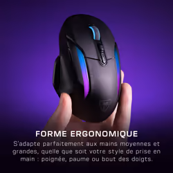 Turtle Beach Kone II Air - Souris gaming RGB ergonomique sans fil, batterie 350 h, capteur optique 26 000 DPI, interrupteurs optiques 100 M de clics, 21 entrées personnalisables, molette 4D Free-Spin - Noir cendre - Vue supplémentaire 7