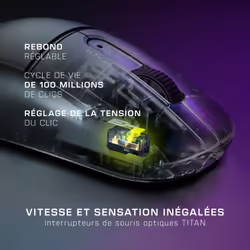 Turtle Beach Burst II Air - Souris gaming sans fil 2,4 GHz : ultralégère avec 47 g, touches optiques, symétrique, capteur optique 26 000 PPP, Bluetooth, autonomie 120 heures, câble USB-C Noir - Vue supplémentaire 9