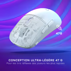 Turtle Beach Burst II Air - Souris gaming sans fil 2,4 GHz : ultralégère avec 47 g, touches optiques, symétrique, capteur optique 26 000 PPP, Bluetooth, autonomie 120 heures, câble USB-C Blanc - Vue supplémentaire 6