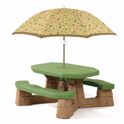 Step2 Naturally Playful Table picnic avec parasol- socle marron, Intérieure et extérieure, Multicolore, Plastique, États-Unis ...