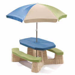 Step2 Naturally Playful Table picnic avec parasol haut - socle beige, Intérieure et extérieure, Multicolore, Plastique, États ...
