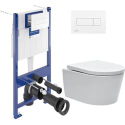 Villeroy & Boch Pack WC Bâti-support Villeroy & Boch + WC SAT sans bride et fixations invisibles + Plaque blanche (ViConnectSATrimless-2-DE)