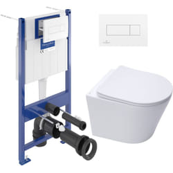 Villeroy & Boch Pack WC Bâti-support Villeroy & Boch + WC SAT sans bride et fixations invisibles + Plaque blanche (ViConnectInfinitio-2-DE)