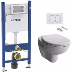Optez pour la qualité et la simplicité d’installation du Pack WC Bâti-support Duofix + WC sans bride Vitra Normus + Abattant  ...