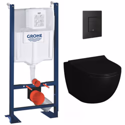 Caractéristiques du Pack WC Bâti autoportant Rapid SL + WC sans bride Infinitio 2.0 Noir mat + Abattant softclose + Plaque No ...