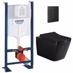Description générale Le Pack WC Bâti-support Rapid SL + WC sans bride Infinitio Design en noir mat est une solution moderne e ...