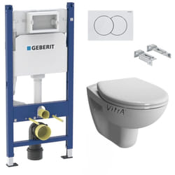 Pack wc Bati-support Geberit Duofix + wc suspendu Vitra Normus + Abattant softclose + Plaque blanche