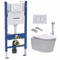 Caractéristiques du Pack Bâti-support 112cm + Cuvette Swiss Aqua Technologies sans bride + Douchette bidet + Plaque blanche : ...
