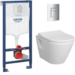 Grohe - Pack wc Bâti Rapid sl + wc sans bride Integra + Abattant softclose + Plaque chrome