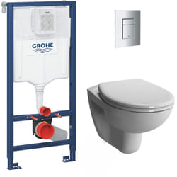 Grohe - Pack wc Bâti-support Rapid sl + wc Vitra Normus + Abattant softclose + Plaque Chrome (RapidSL-Normus-1)