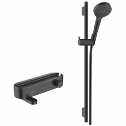 Profitez d'un confort de douche inégalé avec ce mitigeur thermostatique bain/douche 400, Noir mat, Hansgrohe ShowerTablet Sel ...