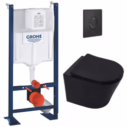 Optez pour la qualité et la simplicité d’installation du Pack WC Bâti autoportant + WC Swiss Aqua Technologies Infinitio noir ...