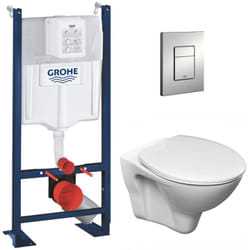 Grohe - Pack wc Bâti Autoportant Rapid sl + wc suspendu Cersanit S-line Pro avec abattant + Plaque chrome (ProjectS-LinePro-1)