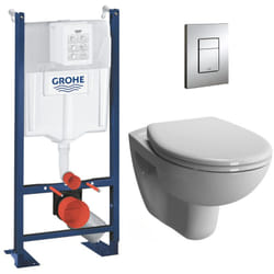 Grohe - Pack wc Bâti Autoportant Rapid sl + wc sans bride Vitra Normus + Abattant softclose + Plaque chrome (ProjectNormusRimless-1)