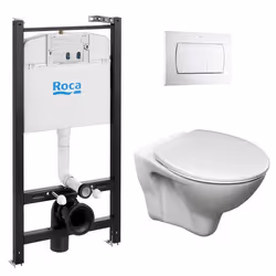 Roca Pack Bâti-support Roca Active + WC suspendu Fayans + plaque blanche (RocaActiveS-LinePro-1)