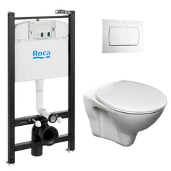 Roca Pack Bâti-support Roca Active + WC suspendu Fayans + plaque blanche (RocaActiveS-LinePro-1)