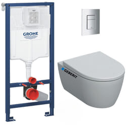 Grohe - Pack wc Bâti-support Rapid sl+ Cuvette wc suspendu Geberit Rimfree + Plaque de commande wc Skate Cosmopolitan