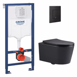 Description générale Le Pack WC Bâti-support Rapid SL + WC SAT sans bride noir mat + Abattant softclose + Plaque noire mat es ...