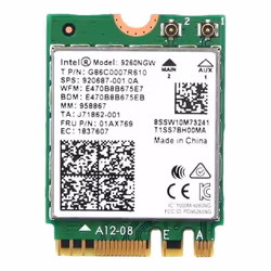 Intel 9260.NGWG, Interne, Sans fil, M.2, WLAN, Wi-Fi 5 (802.11ac), 1730 Mbit/s
