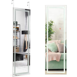 Costway - Miroir Pleine Longueur led, Grand Miroir led pour Porte 120 cm x 37 cm, Miroir Lumineux Mural avec Cadre en mdf, Fixation sur Porte ou