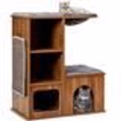 COSTWAY Arbre à Chat en Bois avec 3 Etagères Griffoirs et CoussinsNiche Centre dActivités Charge 20KG pour Chat Chaton