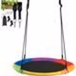 COSTWAY Balançoire Nid d’Oiseau Rond 100CM de Diamètre pour Arbre avec Sangle de Suspension Charge Max 150 KG Extérieur Multi ...