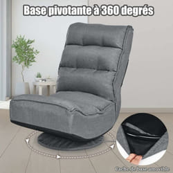 Costway - Chaise Relax Pivotant 360 Degrés Pliable et Réglable en 5 Positions,Chaise Rembourrée Confortable Idéale pour Lire, Regarder la Télévision