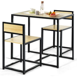 Costway - Ensemble Table à Manger 1 Table et 2 Chaises Encastrable Style Industriel Moderne pour Salle à Manger, Bistro Naturel