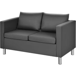 Costway - Canapé 2 Places Moderne en Cuir pu avec Coussin Souple et Pieds en Métal pour Salon,Réception,Chambre à Coucher,Bureau Gris