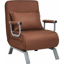 Costway - Fauteuil Convertible,Fauteuil-lit Chauffeuse 1 Place en Tissu avec Coussin,Dossier Réglable de 5 Positions et 2 Accoudoirs pour