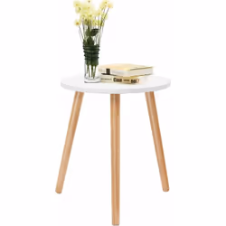 Attributs : 【Pieds en pin et fabrication solide:】ce plateau de table basse rond est fabriqué en panneau MDF massif, avec une  ...