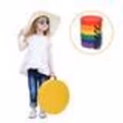 COSTWAY Lot de 6 Coussins de Chaise pour Enfant avec Poignées Coussins Dassise Rond φ38 x 8CM Multicolores avec Fermeture Écl ...