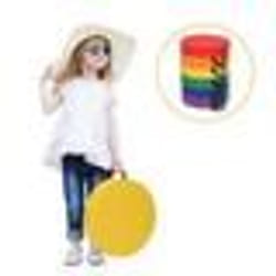 COSTWAY Lot de 6 Coussins de Chaise pour Enfant avec Poignées Coussins Dassise Rond φ38 x 8CM Multicolores avec Fermeture Éclair