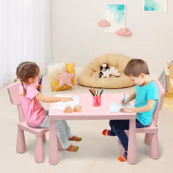 Attributs : 【Un cadeau idéal pour les enfants : 】Ce mobilier pour enfants, une table et 2 chaises, offre non seulement un esp ...