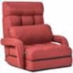Chauffeuse Convertible 1 Place COSTWAY - Rouge - 5 Positions Réglable - Oreiller Chauffeuse