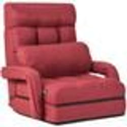 Chauffeuse Convertible 1 Place COSTWAY - Rouge - 5 Positions Réglable - Oreiller Chauffeuse