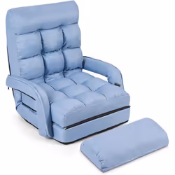 Chauffeuse convertible COSTWAY - Bleu - 5 positions réglables - Oreiller inclus