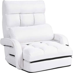 COSTWAY Fauteuil Convertible 1 Place Canapé-lit 5 Positions Réglable avec Oreiller Chauffeuse pour Salon / Bureau / Chambre Blanc