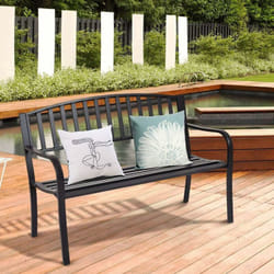 Banc de Jardin Extérieur 3 Personnes Cadre en Métal Charge 240KG pour Pelouse, Terrasse, Véranda, Cour, 127 x 60 x 87CM - Costway