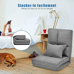 Costway - Chaise Longue Réglable Fauteuil Relax de Sol Matelas Pliant, Canapé Paresseux avec Pouf Confortable et Dossier Ajustable de 5 Positions