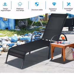 Description générale Cette chaise longue d'extérieur est idéale pour se détendre, faire une sieste ou lire. Conçue avec un ti ...