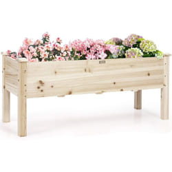 Costway - Jardinière Surélevée en Bois, Carré Potager sur Pied avec 5 Trous de Drainage, Jusqu'à 100KG,120x 43,5 x 51CM,Naturel