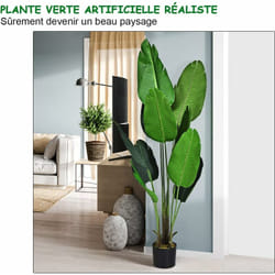 Costway - Plante Artificiel Bananier Avec Pot 160CM, Décoration Intérieur et Extérieu, Idéal pour Jardin, Magasin, Bureau